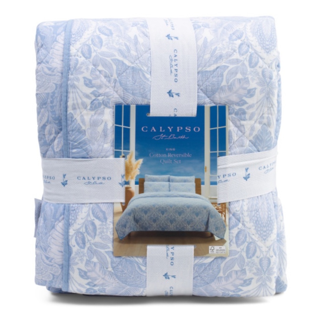 CALYPSO ST. BARTH Cotton Leafy Floral Quilt Set